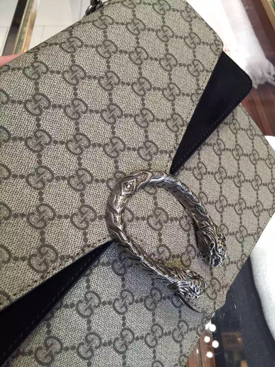 Real Gucci Dionysus GG Supreme Shoulder Bag 403348 Black